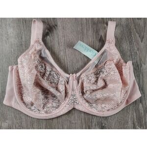 Goddess 34L Banded Lace Adjustable‎ Underwire Floral Bra 6660 Blush NWT